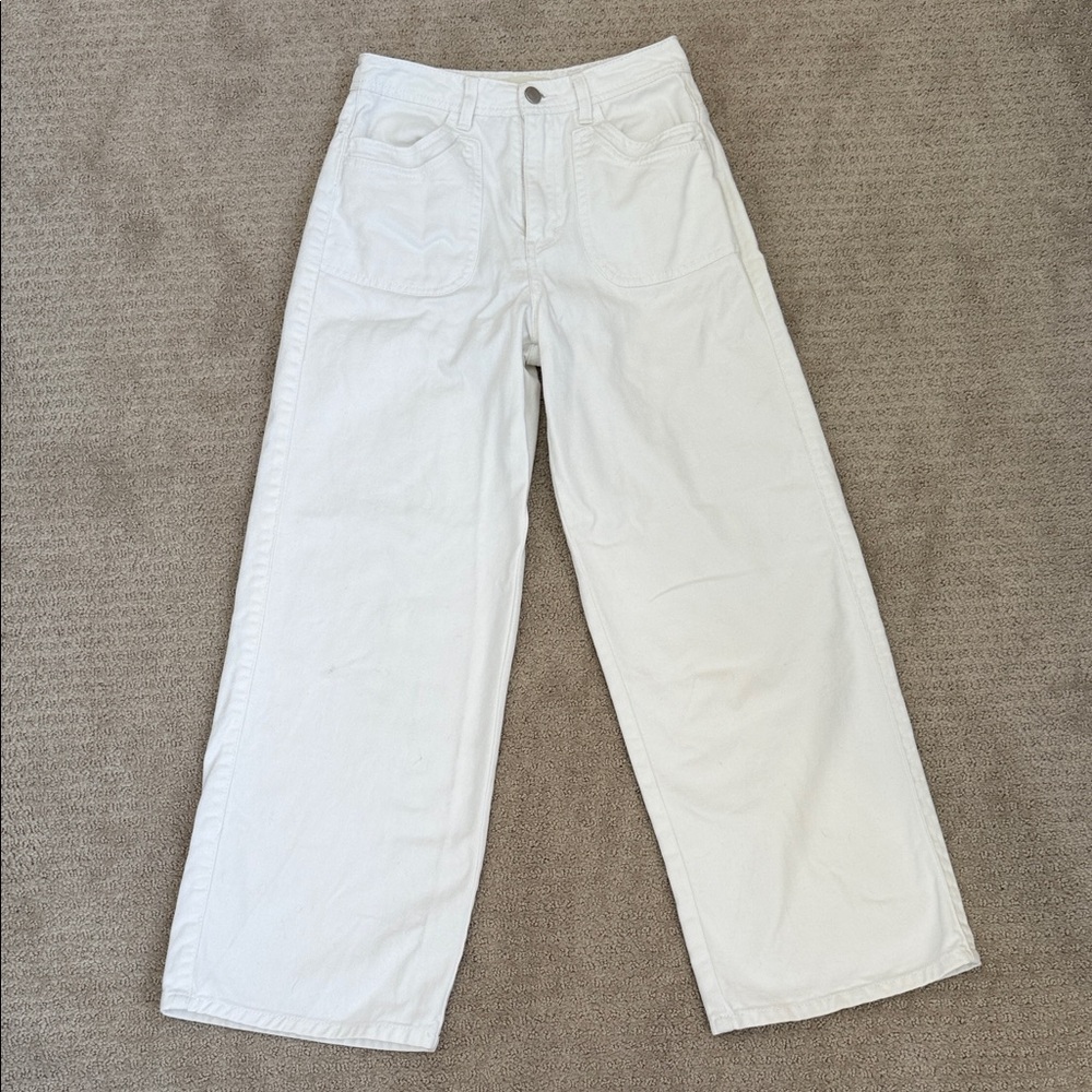 Habitual Girl’s Cream Wide Leg Jeans Size: 14